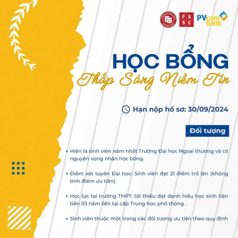 [THÔNG BÁO] XÉT CHỌN HỌC BỔNG “THẮP SÁNG NIỀM TIN” NĂM 2024